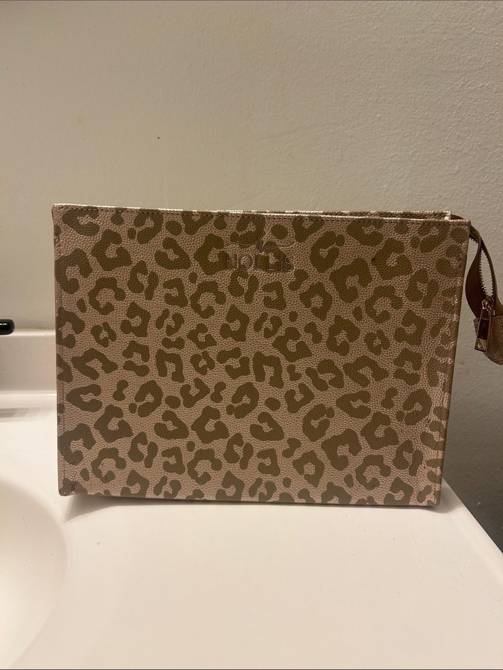 Leopard Print Zip Pouch Clutch - Beige and Brown